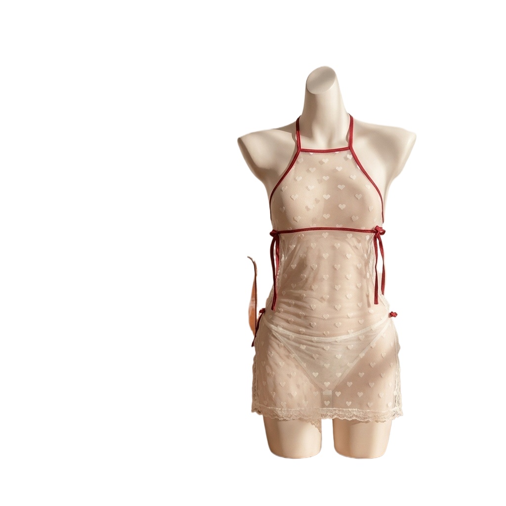 Lingerie Set Sheer Mesh Dot V  - Sheer Mesh Bra 评论和价格